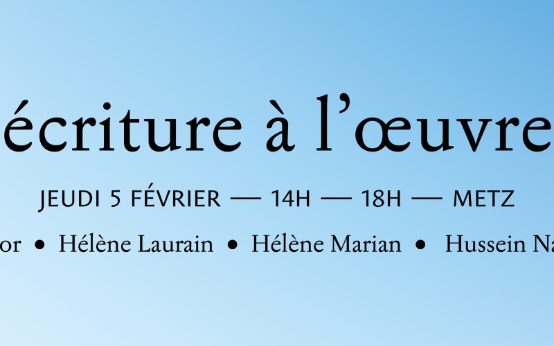 Programme 2025/2026 «Écriture à l’œuvre»